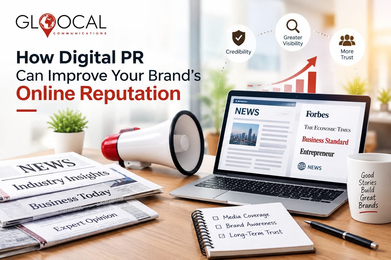 Digital PR strategies for improving brand online reputation, credibility, and visibility by Gloocal Communications